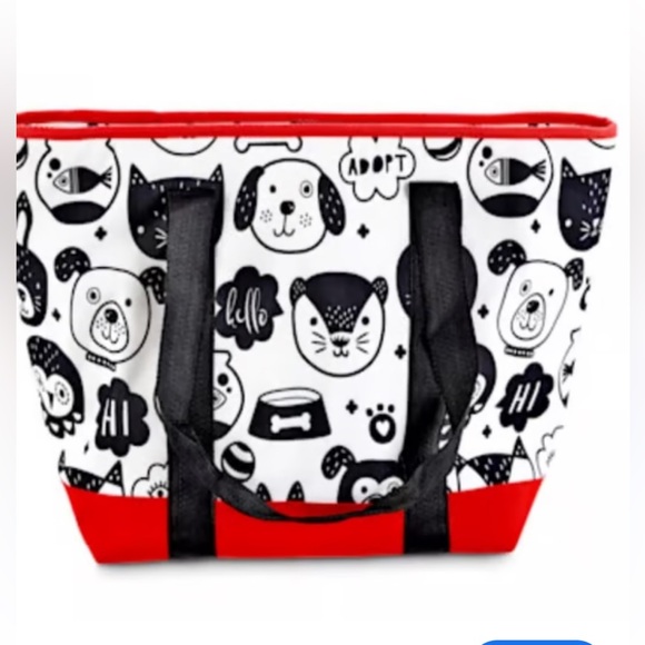 NWT Dog Doodle Large Insulated Grocery Tote Bag Canvas Heavy Duty 8 Gal Zipper - Picture 2 of 11